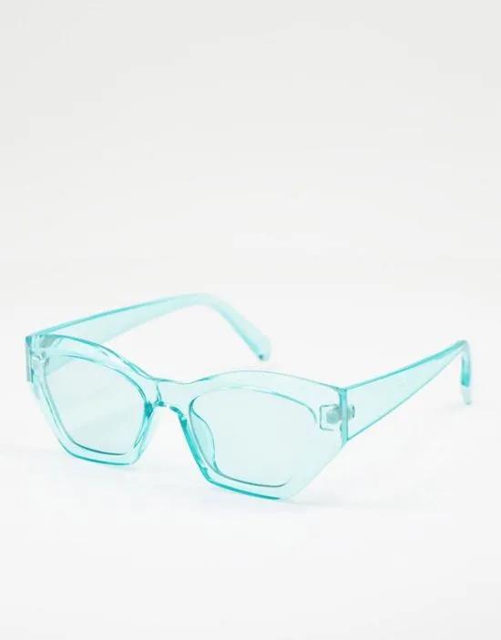 crystal blue cat eye sunglasses with tonal lens - LBLUE