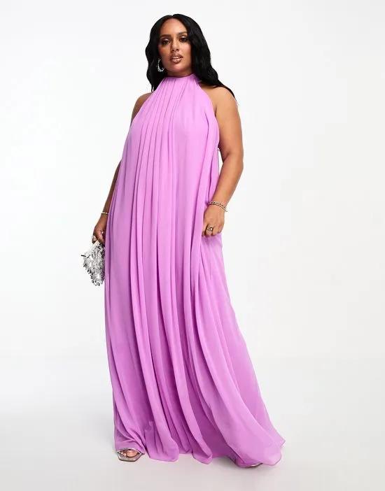 Curve statement chiffon sleeveless maxi dress in purple