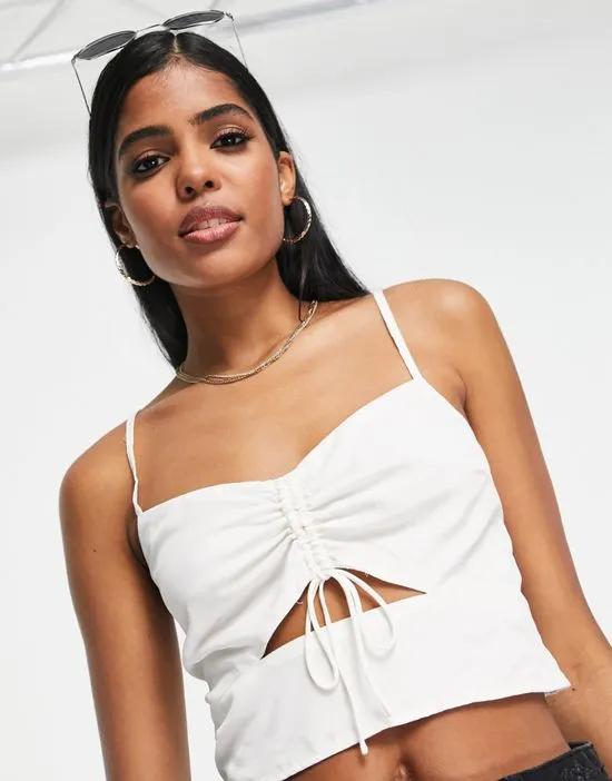 cut-out crop top in white