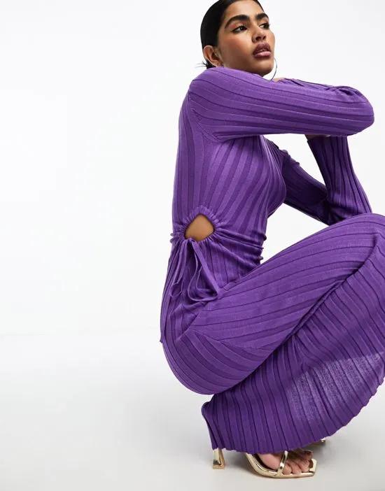 cut-out knit midaxi dress in iris