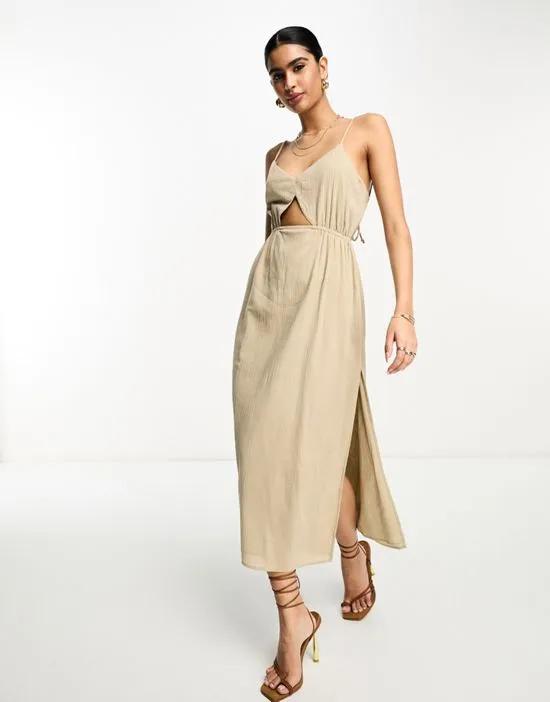 cut-out midaxi dress in stone