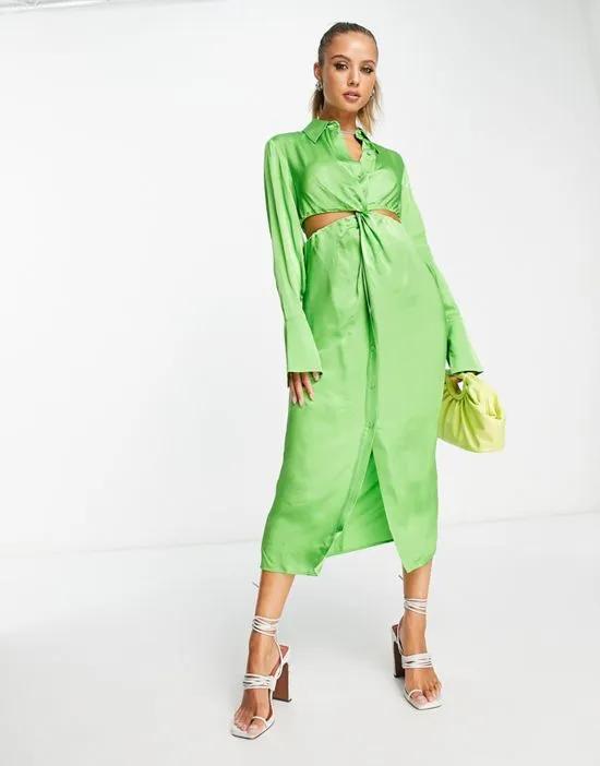 cut out midi dress in green