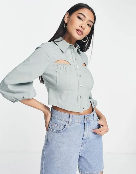 cut out shirt in green