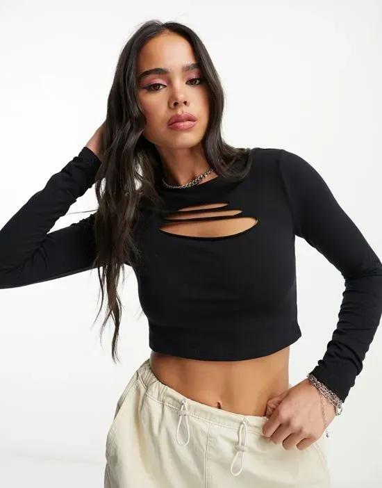 cut-out slits top in black