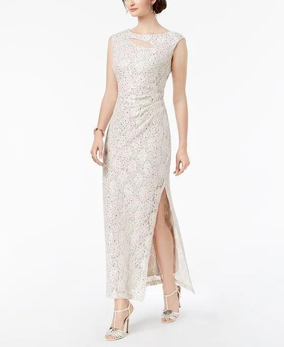 Cutout Sequined Lace Gown