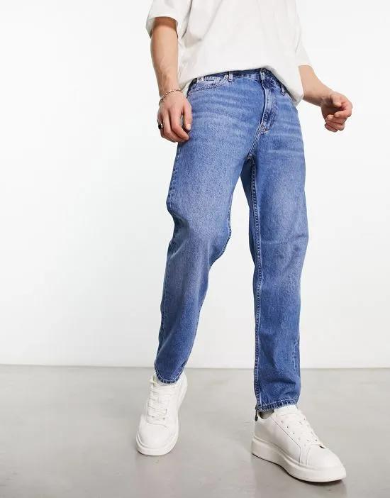 dad straight leg jeans in mid wash blue