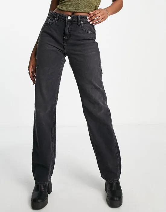 Dad wide straight leg jeans in washed black