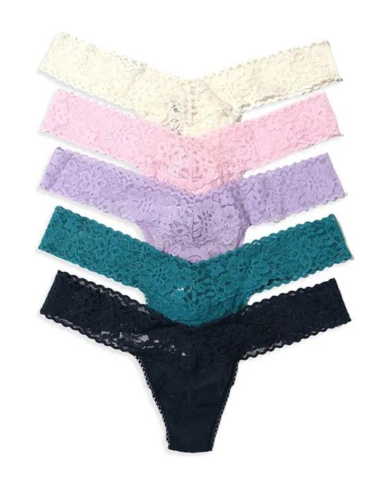 Daily Lace Low Rise Thongs, Set of 5