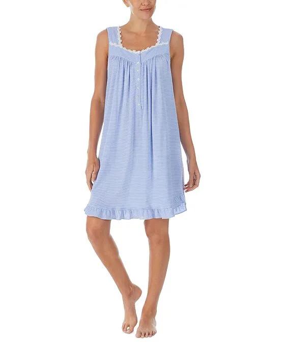 Daisy-Chain-Lace Striped Nightgown