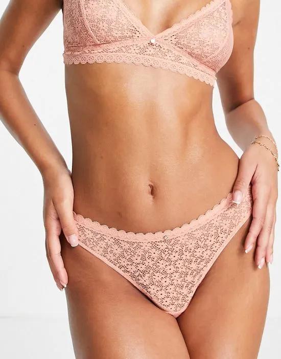 daisy lace thong in coral