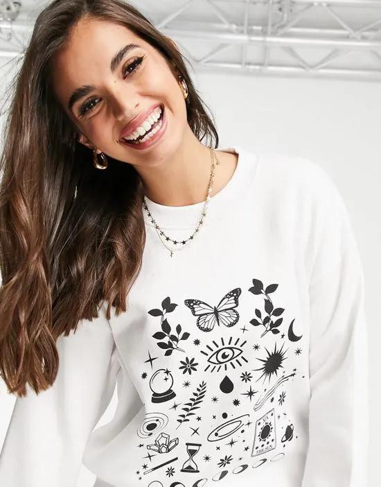 Daisy Street relaxed sweatshirt with astrology print