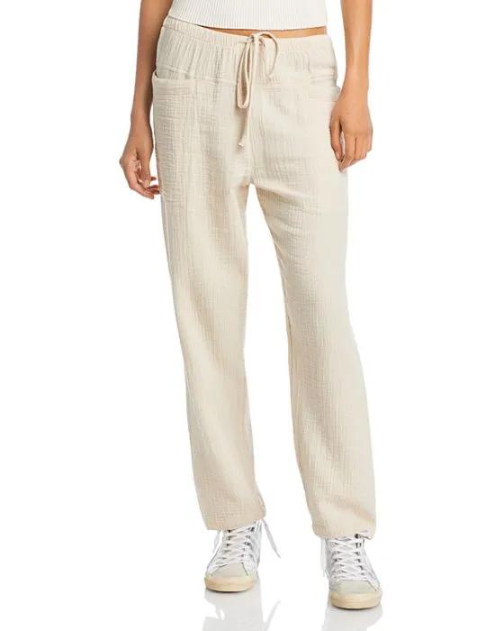 Darby Drawstring Gauze Ankle Pants