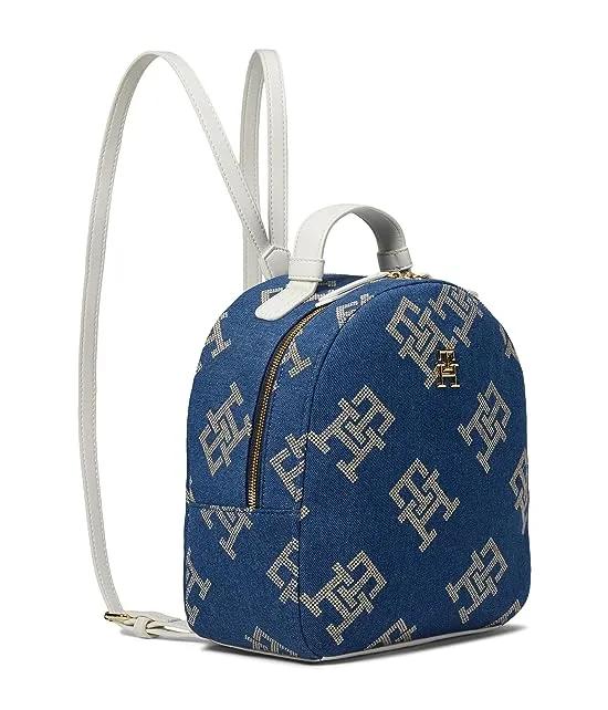 Darcy Denim Embroidery Mini Backpack