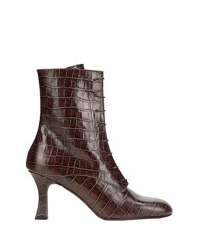 Dark brown Ankle boot CROC PRINTED LEATHER LACE UP ANKLE BOOT

