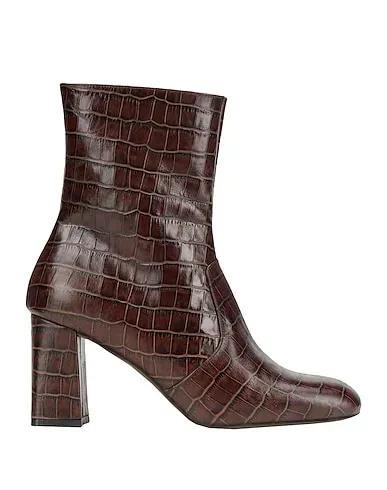 Dark brown Ankle boot LEATHER SQUARE-TOE ANKLE BOOT

