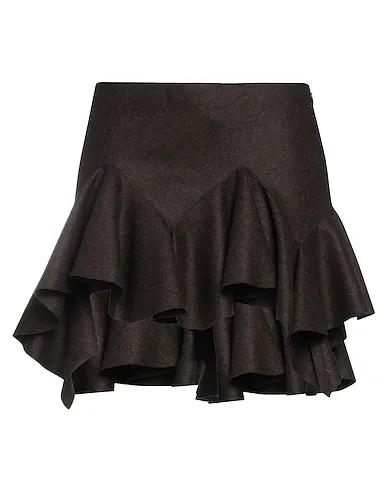 Dark brown Boiled wool Mini skirt