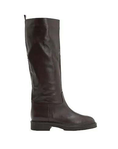 Dark brown Boots LEATHER ALMOND-TOE HIGH BOOT