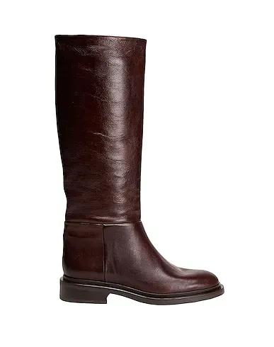 Dark brown Boots LEATHER ROUND-TOE HIGH BOOT