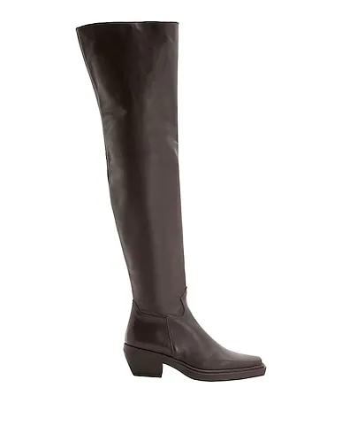 Dark brown Boots LEATHER WESTERN OVER-THE-KNEE BOOTS