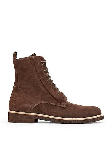 Dark brown Boots SPLIT LEATHER LACE-UP ANKLE BOOT

