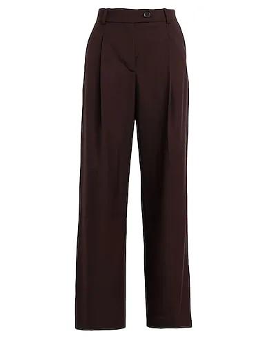 Dark brown Cool wool Casual pants -