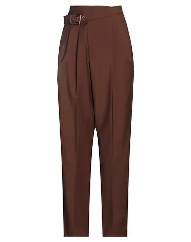 Dark brown Cool wool Casual pants