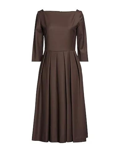 Dark brown Cool wool Midi dress