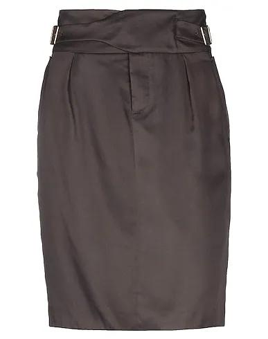 Dark brown Cotton twill Midi skirt