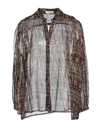 Dark brown Crêpe Patterned shirts & blouses