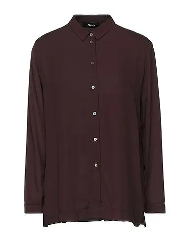 Dark brown Crêpe Solid color shirts & blouses