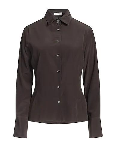 Dark brown Crêpe Solid color shirts & blouses