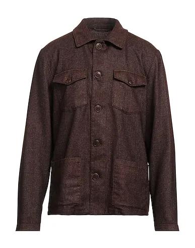 Dark brown Flannel Solid color shirt