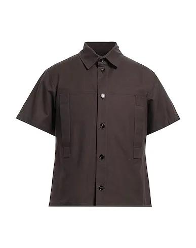 Dark brown Gabardine Solid color shirt