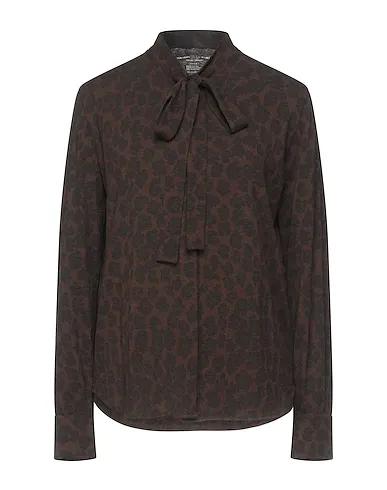Dark brown Jersey Patterned shirts & blouses