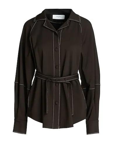 Dark brown Jersey Solid color shirts & blouses