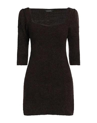 Dark brown Knitted Short dress