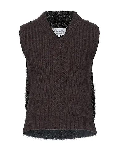 Dark brown Knitted Sleeveless sweater