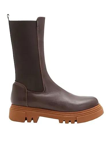 Dark brown Leather Boots LEATHER-NYLON HIGH ANKLE BOOT
