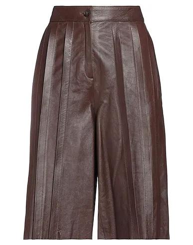 Dark brown Leather Cropped pants & culottes