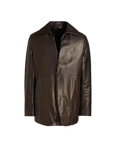 Dark brown Leather Full-length jacket