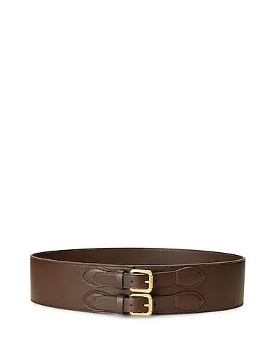 Dark brown Leather High-waist belt LEATHER WIDE BELT
