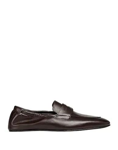 Dark brown Leather Loafers LEATHER FLAT PENNY LOAFER