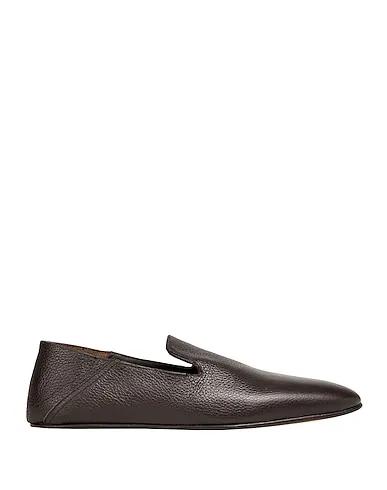 Dark brown Leather Loafers LEATHER FLAT SLIPPER