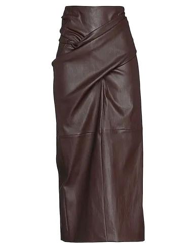 Dark brown Leather Maxi Skirts