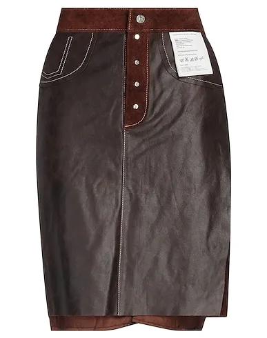 Dark brown Leather Midi skirt