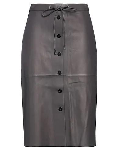 Dark brown Leather Midi skirt