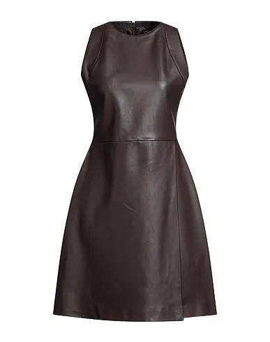 Dark brown Leather Short dress