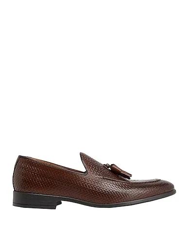 Dark brown Loafers WOVEN PRINTED LEATHER TASSEL LOAFER
