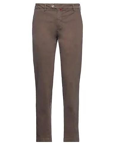 Dark brown Plain weave Casual pants