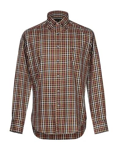 Dark brown Plain weave Checked shirt